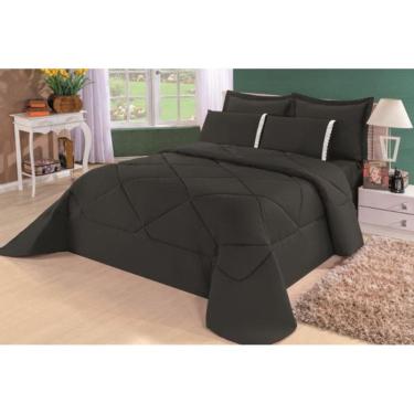 Imagem de Kit Edredom + Lençol Dupla Face Casal Queen 6 Pçs Preto