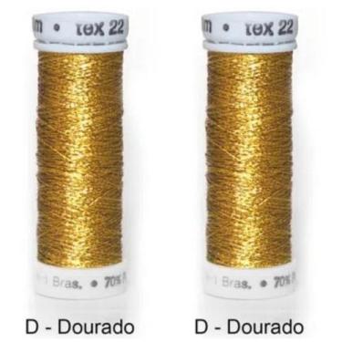 Imagem de Linha Metalizada Bordado À Mão/máquina Kit Com 2 Costuratex, Dourado