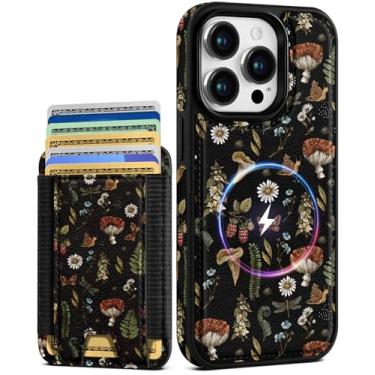 Imagem de Shorogyt Capa carteira para iPhone 13 Pro Max – Serve para 7 cartões, compatível com Magsafe Suporte magnético destacável para cartão de crédito de couro bonito capa de telefone feminina meninas para