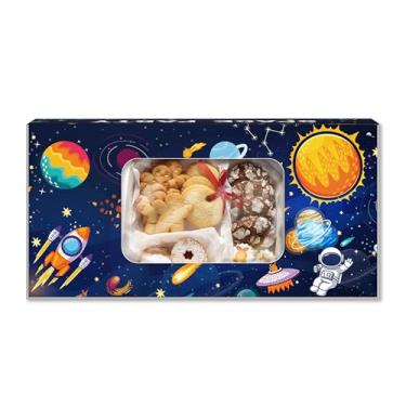 Imagem de Pacote com 12 caixas de lembrancinhas de festa espaciais com janela, caixas de foguete planetas para doces, biscoitos, lembrancinhas de festa, caixas de presente para aniversário, casamento, chá de