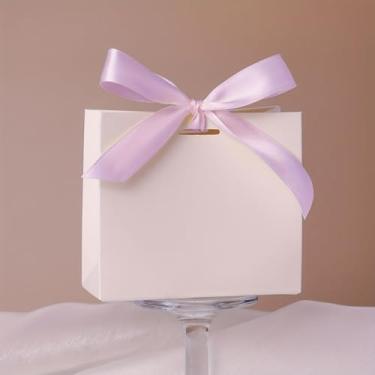 Imagem de 5 peças de caixa de lembrancinhas de casamento com fita de laço - mini sacos de presente de papel, lembrancinhas de chá de panela para convidados, aniversário, dia das mães, Natal, Halloween e