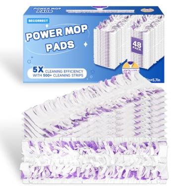 Imagem de Pacote com 48 refis descartáveis de esfregão elétrico para esfregão Swiffer Power, refil de reposição multisuperfície engrossado de 14 camadas sem cheiro para limpeza de superfícies de piso