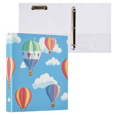 Imagem de STAYTOP Organizador de fichário de balão de ar quente colorido, fichário de 3 anéis com prancheta (carta A4), fichário fofo para material de escritório escolar