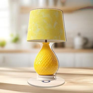 Imagem de Lâmpada amarela de abacaxi com sombra padronizada giratória enfeite de alívio de estresse de mesa, adequado para decoração de casa. Ideia de presente para Natal, aniversário, aniversário, dia dos