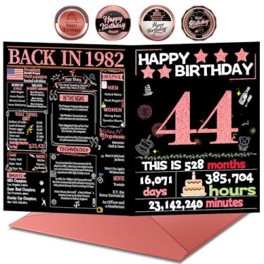 Imagem de Joycard Cartão de aniversário de 44 anos com envelope, decorações de 44 anos para mulheres, presentes de aniversário de 44 anos para ela, cartões de feliz aniversário para esposa de 44 anos, em 1982