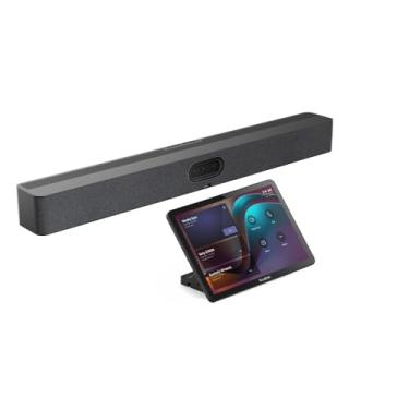 Imagem de Yealink Sistema de colaboração de vídeo MeetingBar A50-031 com console de toque CTP25, barra de conferência tudo-em-um, câmeras triplas de 50 MP, resolução 4K, para salas médias a grandes