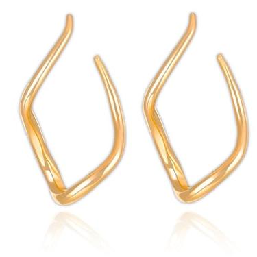 Imagem de Brincos pendentes de geometria irregular de ouro para mulheres, brincos pendentes de argola grande, joias estéticas, presentes, Large, Zinco, Sem pedra preciosa