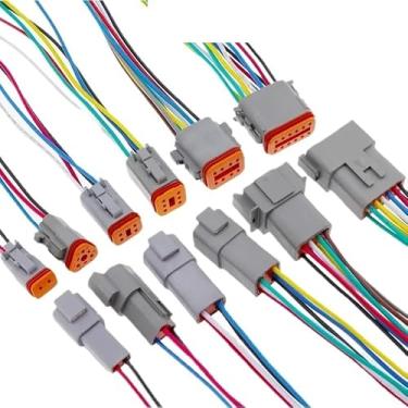 Imagem de 1 peça de conector com chicote de fiação de 15 cm DT06-2S/DT04-2P 2P 3P 4P 6P 8P 12P conector elétrico à prova d'água (conjunto com 12 pinos)