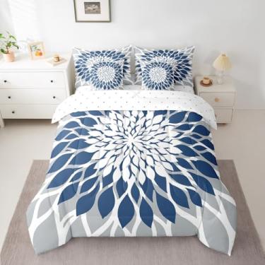 Imagem de Feelyou Conjunto de cama Queen com estampa floral exótica, estilo boêmio, arte listrada moderna, geométrica, luxuosa, com edredom, lençóis, fronhas e capa de almofada