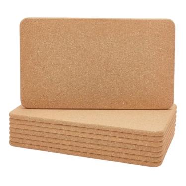 Imagem de GOMAKERER 8 peças de porta-copos de cortiça para bebida, 30 x 19 x 0,9 cm, reutilizável, retangular, para cozinha, bancadas, copos, canecas