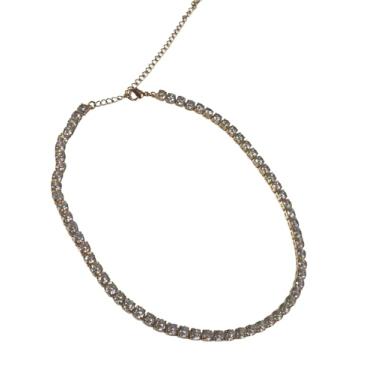 Imagem de Colar Riviera em Banho de Ouro 18k, Aço Inoxidável, Pérola Oval Sintética, Acabamento Polido, Estilo Tradicional, Feminino, Médio