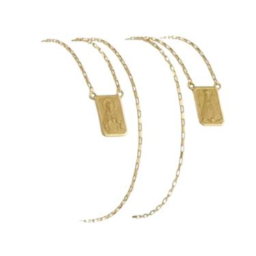 Imagem de Escapulário Masculino e Feminino Ouro 18K 750 Corrente Tijolinho 0,85 Medalha Dupla Face Aparecida e Sagrado Coração de Jesus 60cm com Certificado de Garantia