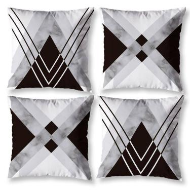 Imagem de Kit 4 Capas De Almofada Sala 40Cm X 40Cm Estampadas Marmore