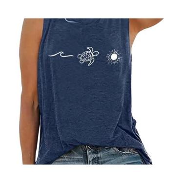 Imagem de Regata Feminina Lisa Com Estampa Gráfica, Gola Redonda, Sem Mangas, Pa