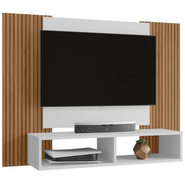 Imagem de Painel Suspenso Tv 48 Pol 120 Cm Navi Branco Ripado Bechara Branco Ripado