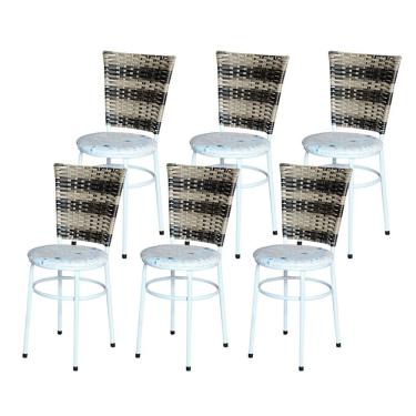 Imagem de 6 Cadeiras Para Mesa Branca Hawai Cappuccino Premium Assento Floral Cor:floral Areia