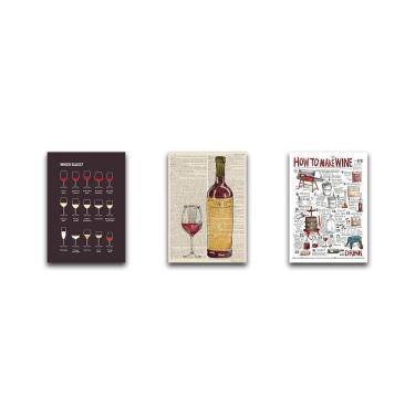 Imagem de Kit 3 Placas Decorativas Vinho Mdf