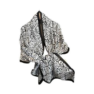 Imagem de Lenço De Seda Luxuoso Feminino 180x90CM Estampa Fashion Xale Longo Pro