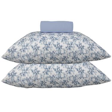 Imagem de Jogo de Cama KazzaVip Queen Malha Mista 70% Algodão e 30% Poliéster Florianopolis 3 Peças Azul