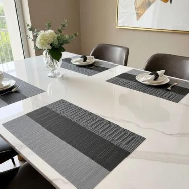 Imagem de Kit 4 Jogo Americano Elegance Sousplat Mesa Jantar PVC - Margex, Cinza