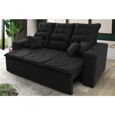 Imagem de Sofá Retrátil Reclinável Europa 2,00m Suede Velut Preto Molas Espirais - King House