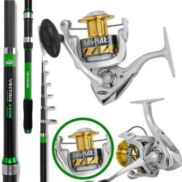 Imagem de Kit Pesca Completo Surf Molinete Makis Ragnar Vara Telescópica 4,20m o