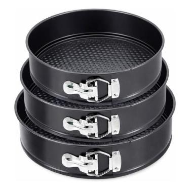 Imagem de Kit 3 Formas Redondas Fundo Removível Antiaderente para Forno Bolo Tor