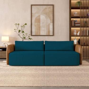 Imagem de Sofá Living Sala de Estar Abel 220cm Bipartido pés de Madeira PU/Velud