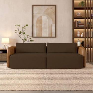 Imagem de Sofá Living Sala de Estar Abel 240cm Bipartido pés de Madeira PU/Velud