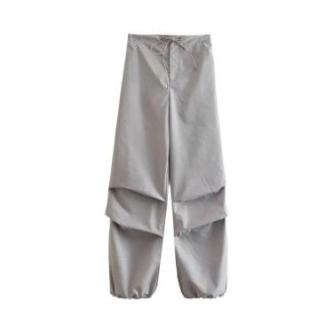 Imagem de Calça de Corrida Vintage Plissada - Com Bolsos e Cordão para Mulheres,
