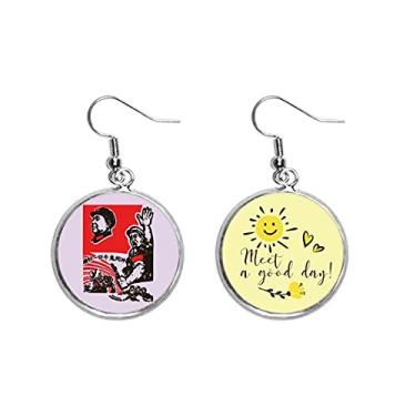 Imagem de China Red Education Publicity Call Ear Drop Sun Flower Brinco Jóias Moda, Medium, Metal