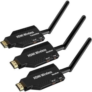 Imagem de Extensor Hdmi sem fio Plug and Play 50M Transmissor HDMI sem fio e 2 receptores 1080P HD 5G Wifi para laptop para TV PC Monitor Projetor