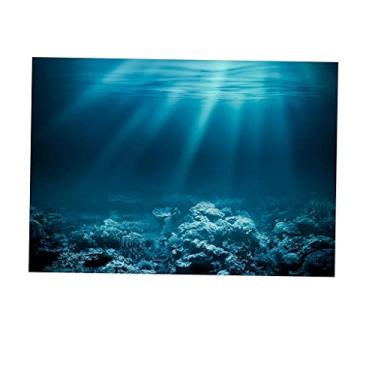 Imagem de Serenable Papel adesivo de fundo de aquário, decoração de papel de parede adesivo de tanque de peixes 3D, pano de fundo subaquático - P