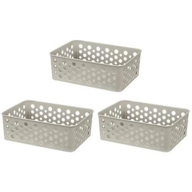 Imagem de Kit 3 Cesto Organizador Rattan Multiuso Armário Gaveta Lavanderia P (1