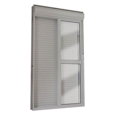 Imagem de Porta Integrada Veneziana em Alumínio 215 x 120 x 14 cm 2 Folhas Branc