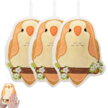 Imagem de Conjunto de 3 toalhas de mão de papagaio para banheiro: presentes para crianças, adolescentes, amantes de papagaios, toalhas de cozinha com padrão fofo, secando suas mãos, almofadas - papagaio toalhas