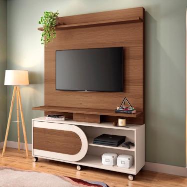 Imagem de Estante Painel De Tv 55 Pol 136cm órbis Castanho/off White - Hb Móveis