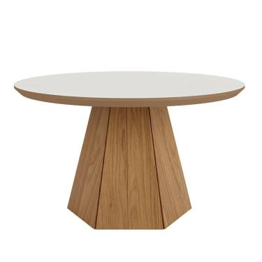 Imagem de Mesa De Centro Base Hexagonal West D01 Off White/freijó - Mpozenato