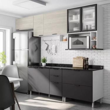 Imagem de Cozinha Completa Bartira Rubi Com 7 Portas E 5 Gavetas - 280 Branco-freixo-grafite