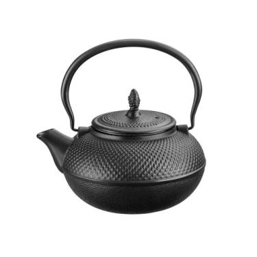 Imagem de Chaleira de Ferro Fundido Esmaltada 1,5L na cor Preta c/ Coador Inox M