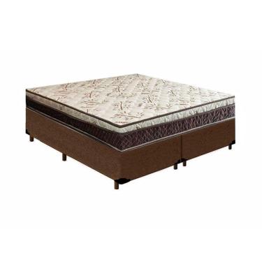 Imagem de Cama Box Casal Bipartido Blindado Suede + Colchão Casal Espuma Extra Firme D33 Elegance Ortopédico 63x138x188