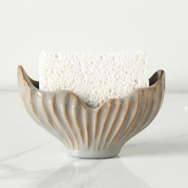 Imagem de Uiddo Suporte de esponja para pia de cozinha, suporte de esponja de cerâmica com design rabo de peixe, suporte de esponja de pia organizador para bancada, decoração de cozinha de fazenda, suporte de