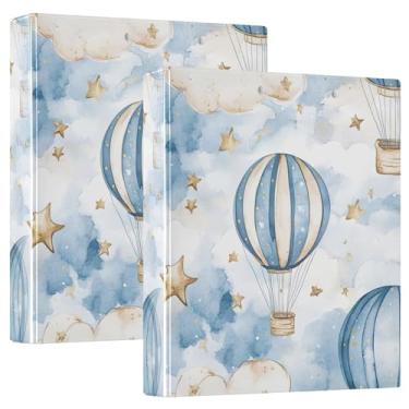 Imagem de xigua Balões de ar quente 3 fichários redondos comporta 200 folhas, à prova d'água, tamanho carta 3, fichários com bolsos internos transparentes de PVC e clipe de metal antiderrapante, pacote com 2