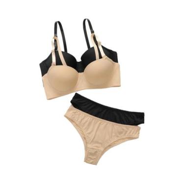 Imagem de Conjunto De Sutiã Com Aro E Calcinha Push up Para Mulheres, Lingerie D