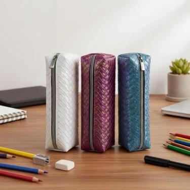 Imagem de Estojo Infantil Metalizado Holográfico Rainbow Escolar Volta as Aulas 