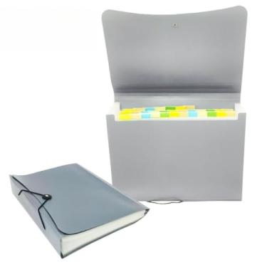 Imagem de Pasta sanfonada A4 com 12 divisórias para organizar documentos, comprovantes e cheques, arquivo portátil para escritório e uso diário com fechamento seguro (OFICIO PRATA - 31 DIVISÓRIAS)