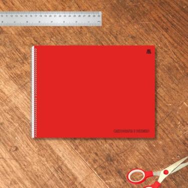 Imagem de Caderno de Cartografia e Desenho, Capa Lisa, Vermelho, 60 Folhas, 27,5 x 20 cm, Espiral