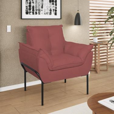 Imagem de Poltrona Decorativa Luxo Recepção Clínica Estética Preto Rosa