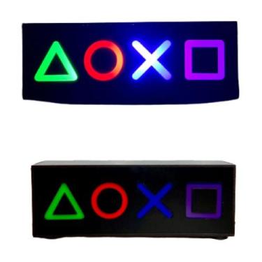 Imagem de Abajur PLAY Luminária de mesa LED Gamer Geek MDF PSN Símbolos LED - VI