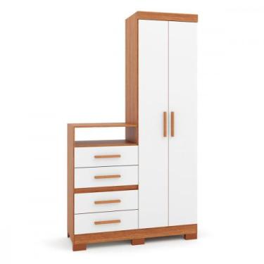 Imagem de Armário Multiuso Batrol Primacy 2 Portas 4 Gavetas Freijó Off White, F